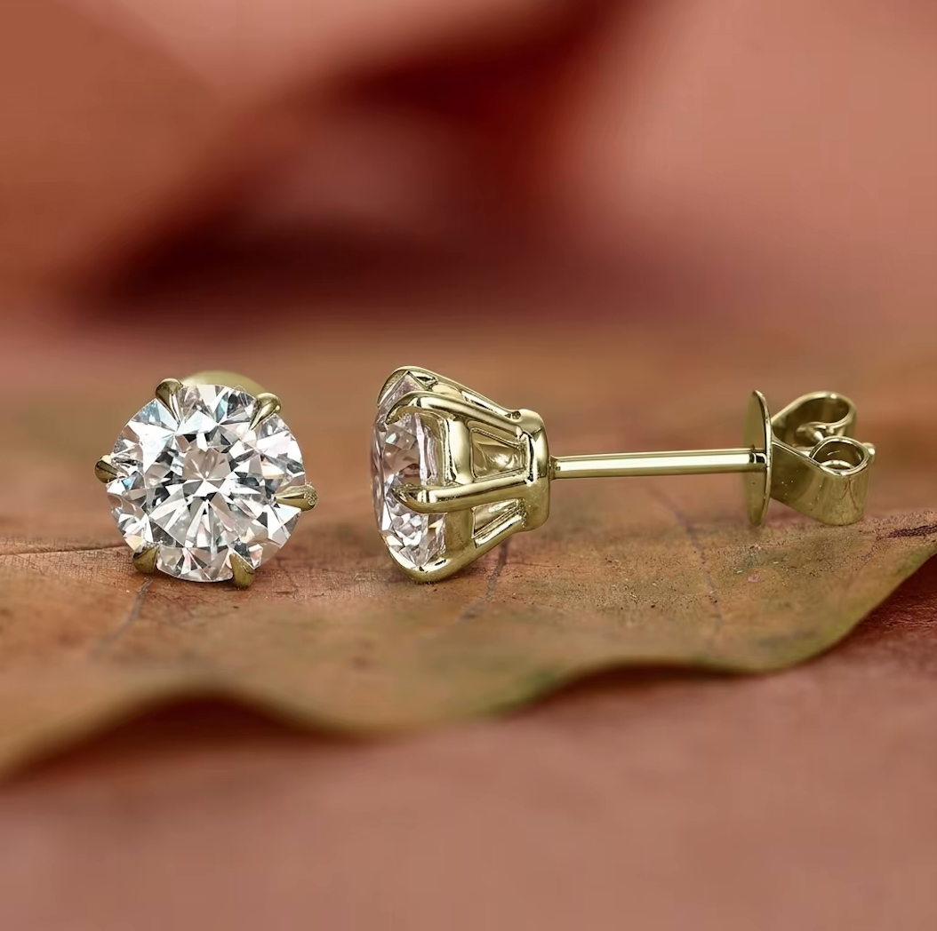 Classic Round Solitaire Stud Earrings
