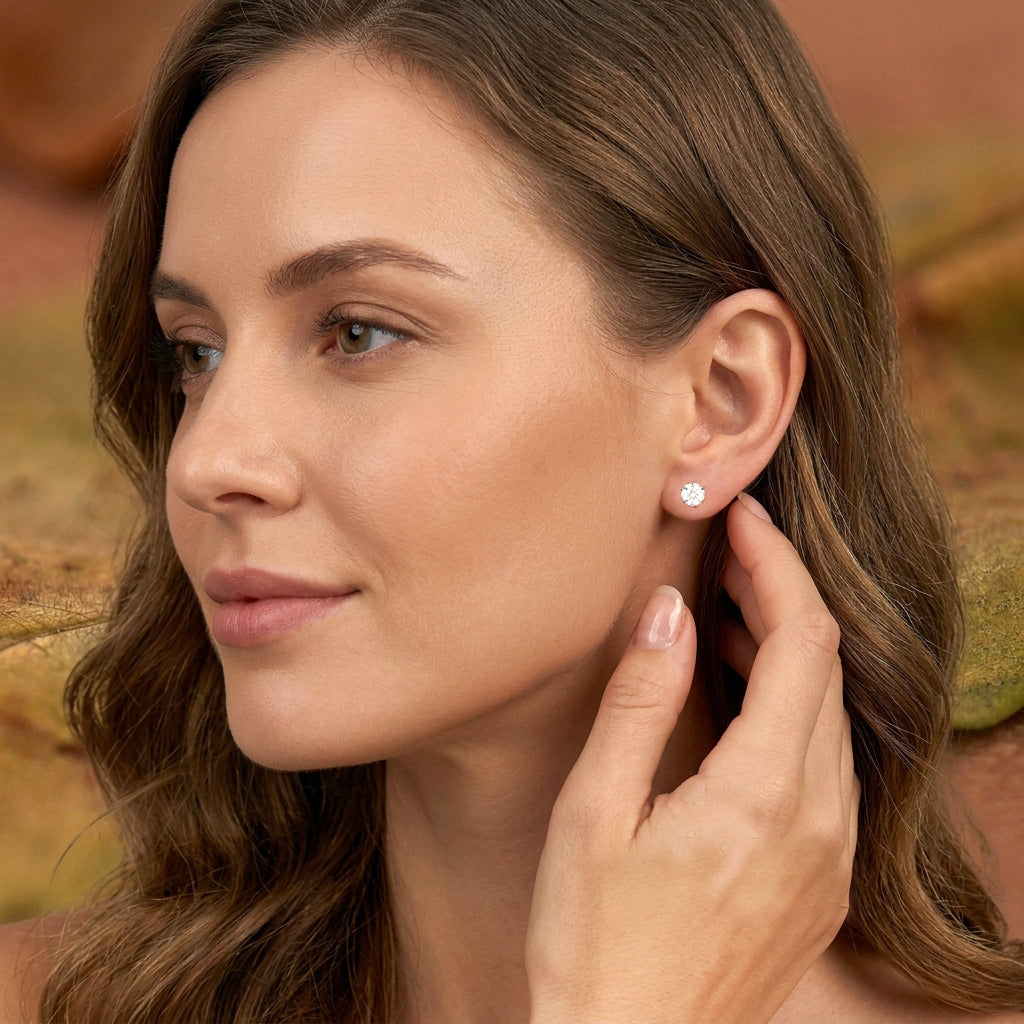Classic Round Solitaire Stud Earrings