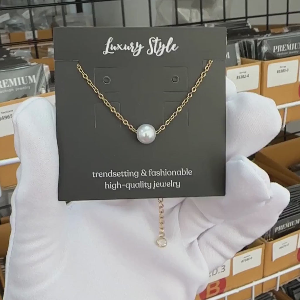 Pearl Accent Bracelet – 18K Gold PVD Stainless Steel with Imitation Pearl