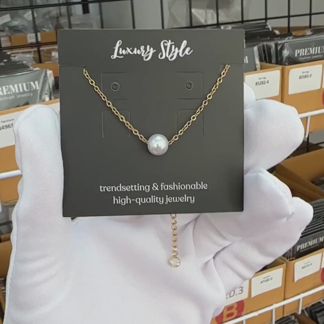 Pearl Accent Bracelet – 18K Gold PVD Stainless Steel with Imitation Pearl